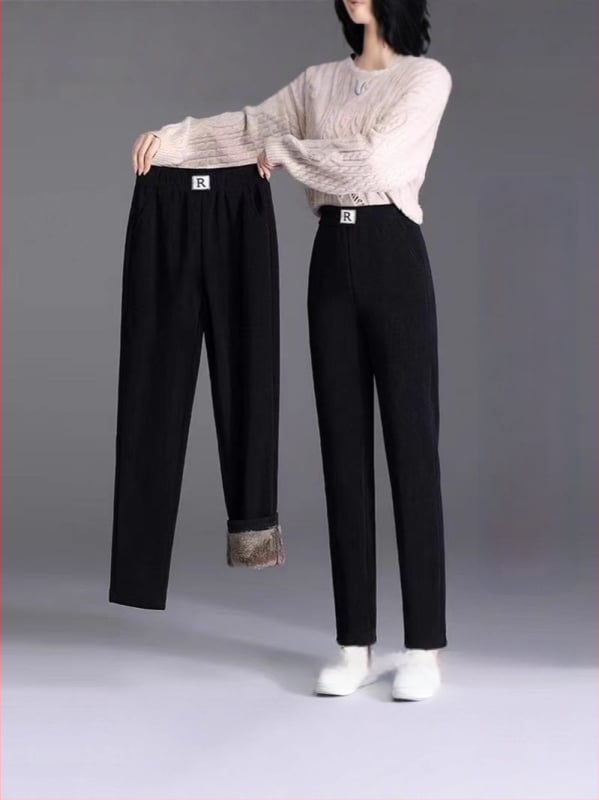 Pantaloni harém din corduroy, largi, groși, iarna 2024, brodate, stil urban