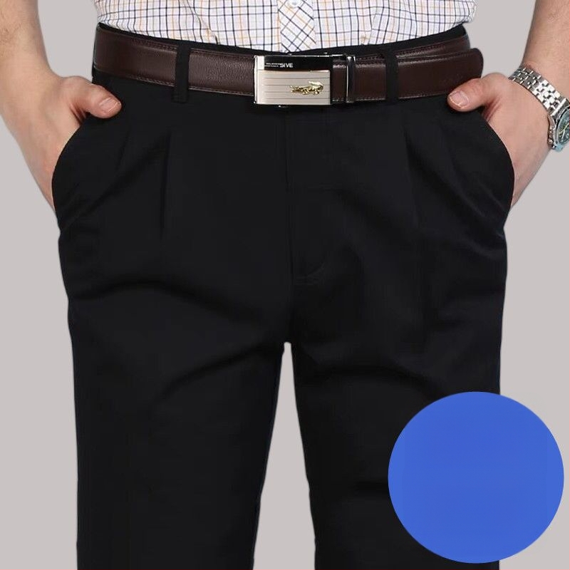 Панталони с прави крачоли от памук-лен смес за зимно бизнес облекло