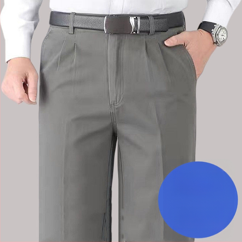 Панталони с прави крачоли от памук-лен смес за зимно бизнес облекло