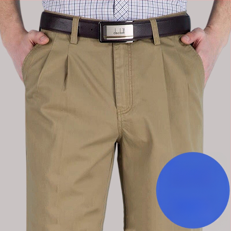 Панталони с прави крачоли от памук-лен смес за зимно бизнес облекло