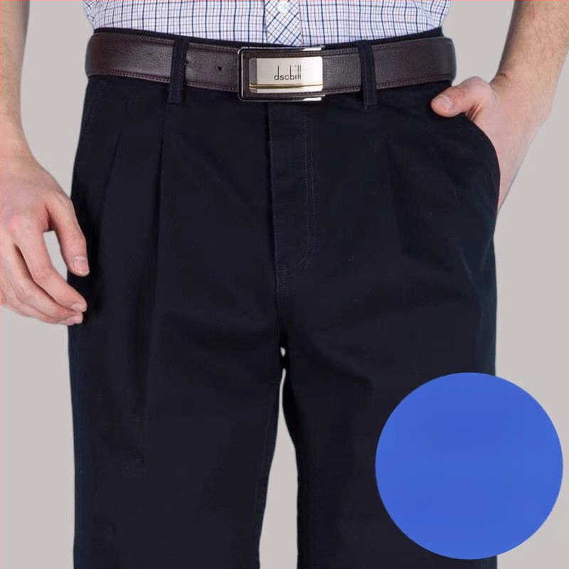 Панталони с прави крачоли от памук-лен смес за зимно бизнес облекло