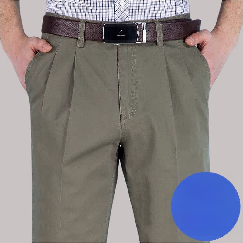 Панталони с прави крачоли от памук-лен смес за зимно бизнес облекло