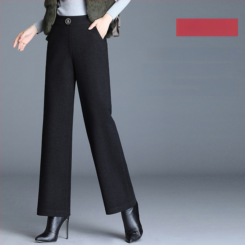 Pantaloni evazați pentru femei cu căptușeală fleece, din țesătură țesută, 90–95% poliester, micro-elastic, groși