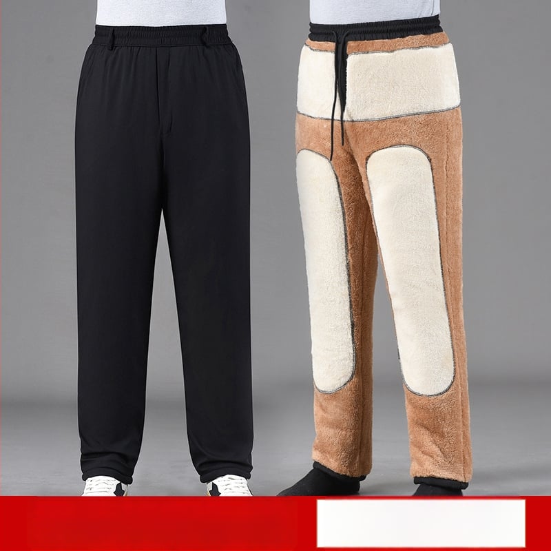 Зимни мъжки панталони с права кройка, висока талия, полиестер, за мъже средна възраст