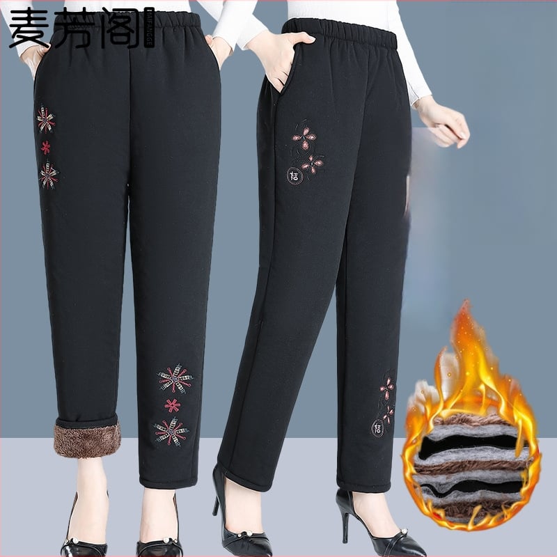 Pantaloni de toamnă pentru femei, poliester >95%, croială lejeră, țesătură groasă, lungime pantalon, toamnă 2024