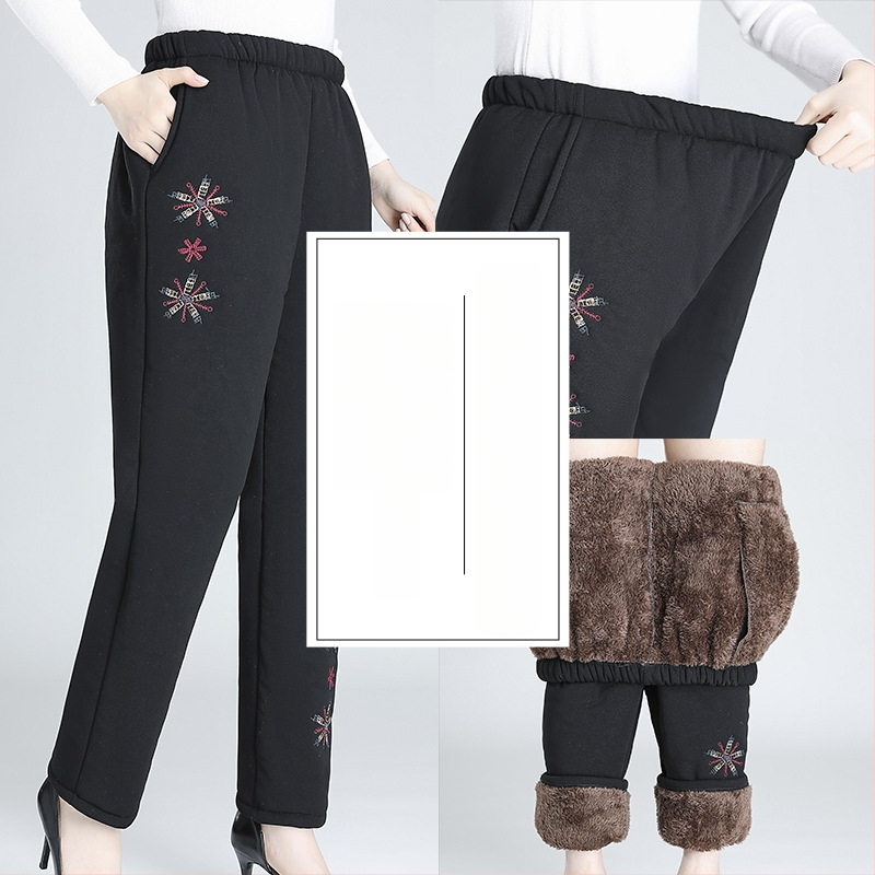 Pantaloni de toamnă pentru femei, poliester >95%, croială lejeră, țesătură groasă, lungime pantalon, toamnă 2024