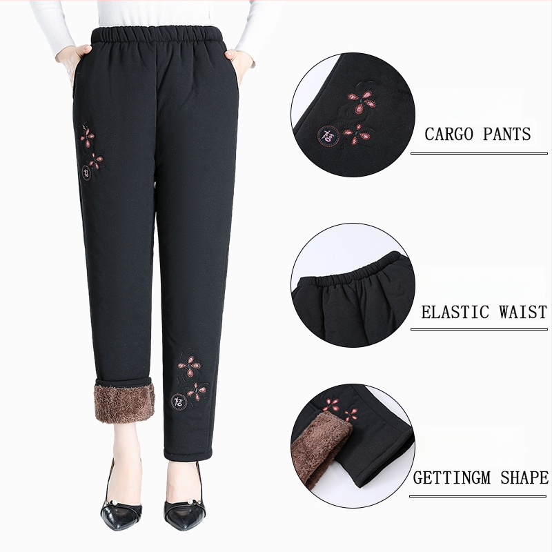 Pantaloni de toamnă pentru femei, poliester >95%, croială lejeră, țesătură groasă, lungime pantalon, toamnă 2024