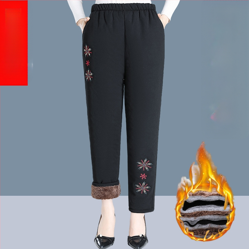 Pantaloni de toamnă pentru femei, poliester >95%, croială lejeră, țesătură groasă, lungime pantalon, toamnă 2024