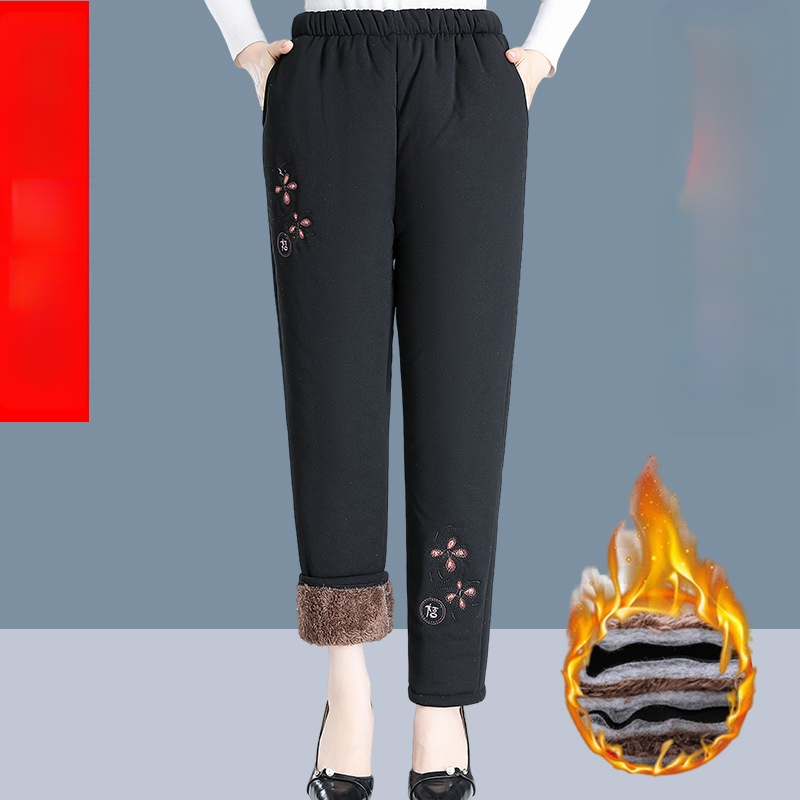 Pantaloni de toamnă pentru femei, poliester >95%, croială lejeră, țesătură groasă, lungime pantalon, toamnă 2024