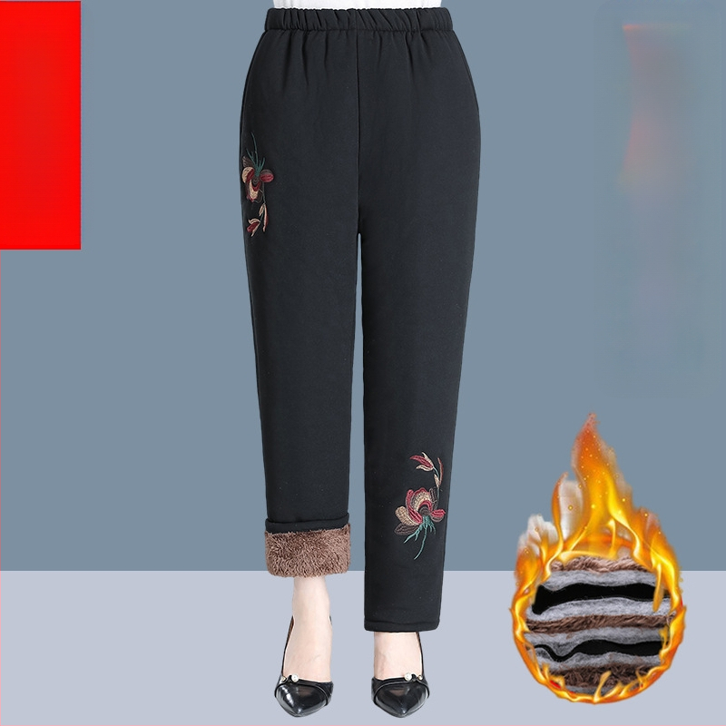 Pantaloni de toamnă pentru femei, poliester >95%, croială lejeră, țesătură groasă, lungime pantalon, toamnă 2024