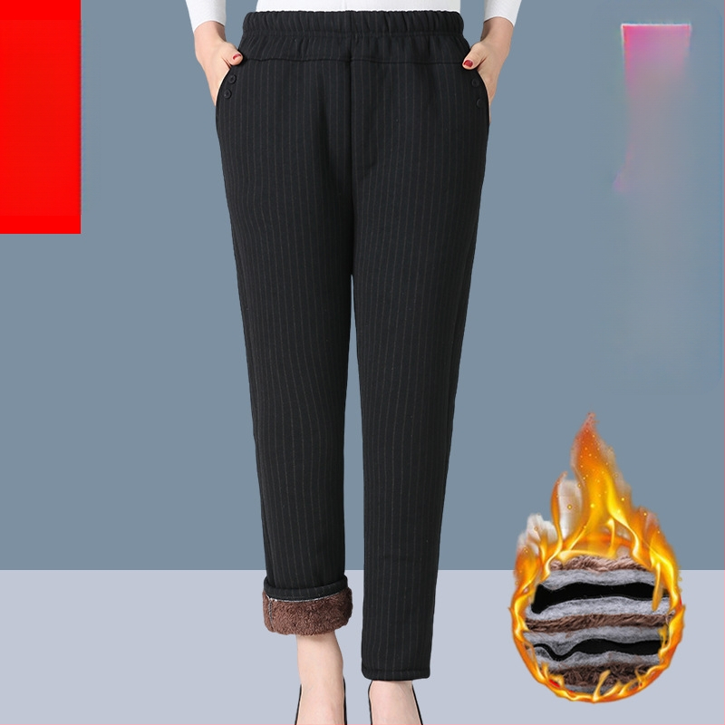 Pantaloni de toamnă pentru femei, poliester >95%, croială lejeră, țesătură groasă, lungime pantalon, toamnă 2024