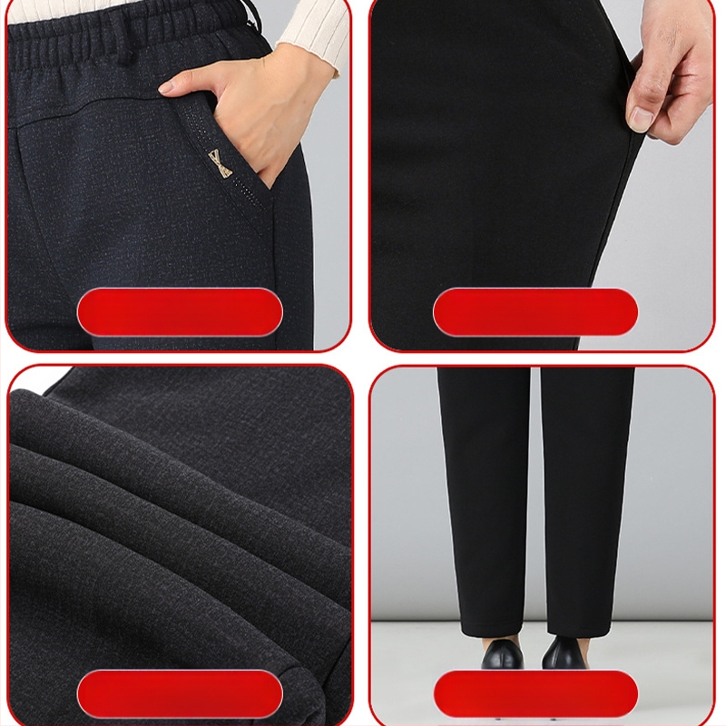 Pantaloni de iarnă pentru femei din poliester (>95%), croi lejer, groși, cu microelasticitate, spandex <30% (Iarna 2023, material: poliester >95%, spandex <30%, grosime: groasă, elasticitate: micro-elastic)