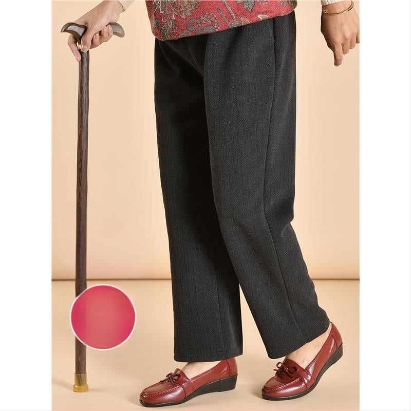 Pantaloni casual pentru femei în vârstă – croială conică, ultra-subțiri, poliester, peste 95% țesătură, stil stradal, fără călcare