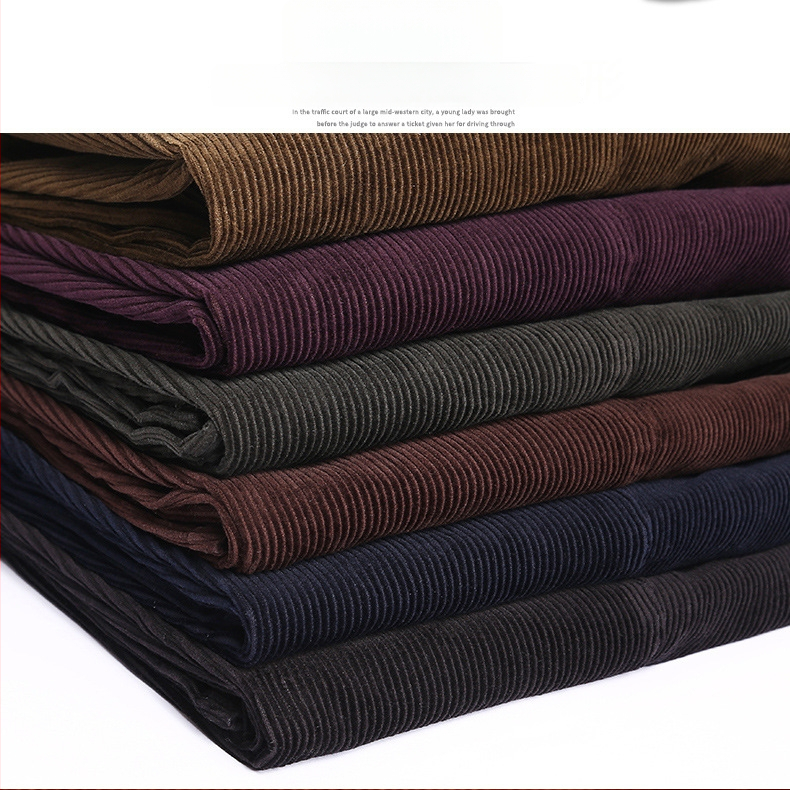 Corduroy топли мъжки панталони за зима, права кройка, средно висока талия, цип за закопчаване, множество джобове, микроеластичност, подплатени с флис, 100% полиестер Corduroy