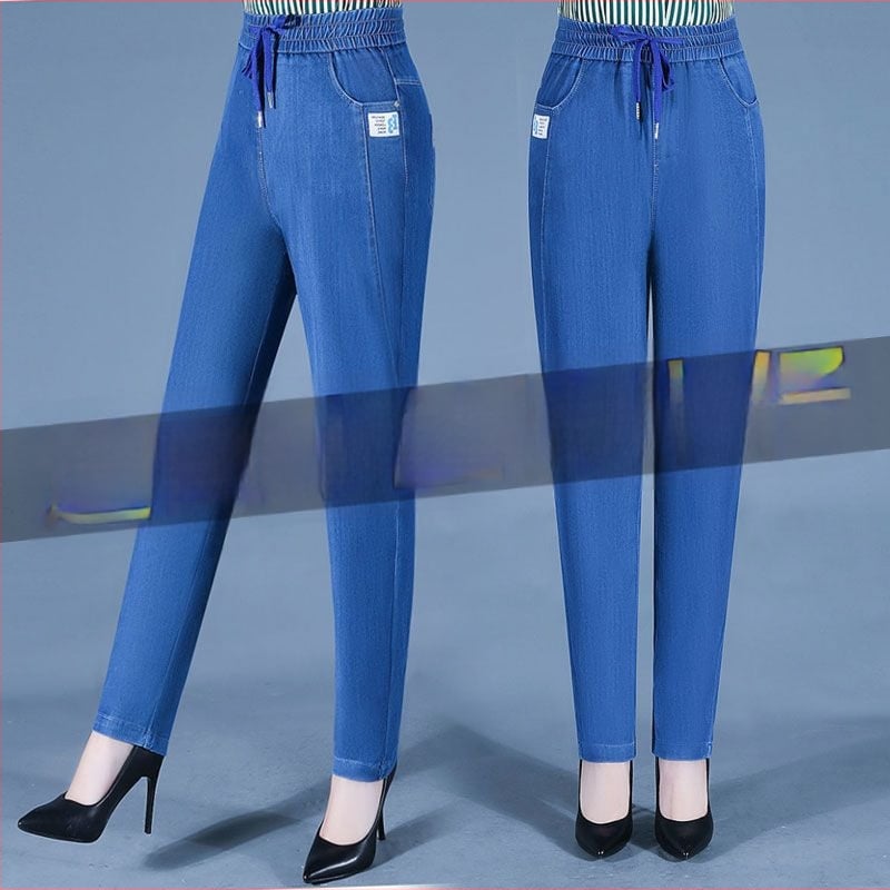 Дамски кежуал хемар панталони, висока талия, къс крак, еластична талия, тъкан плат (High-Waisted, Cropped, Elastic Waist, Woven Fabric)