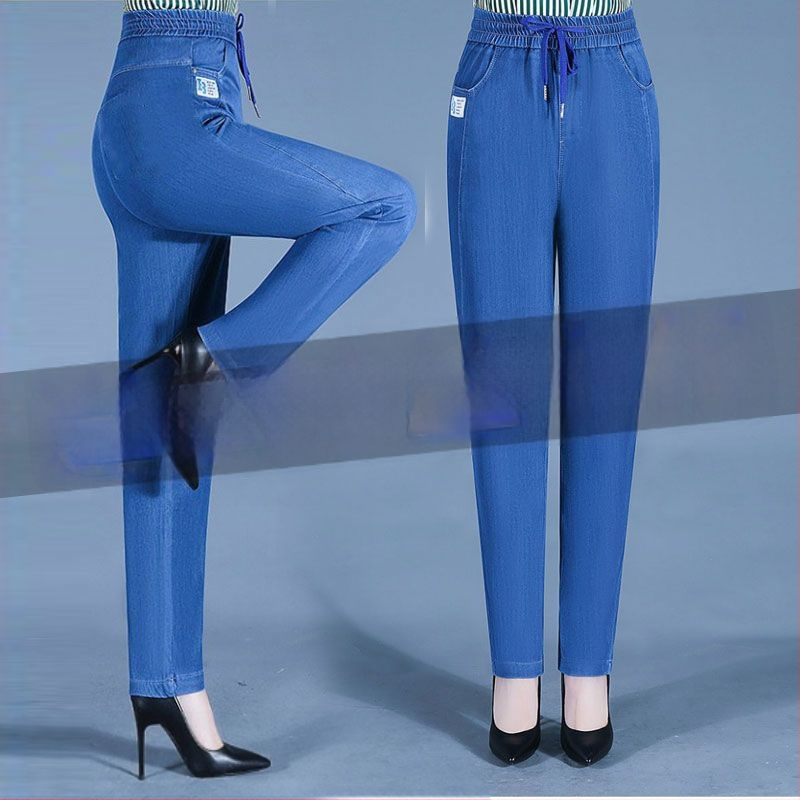 Дамски кежуал хемар панталони, висока талия, къс крак, еластична талия, тъкан плат (High-Waisted, Cropped, Elastic Waist, Woven Fabric)