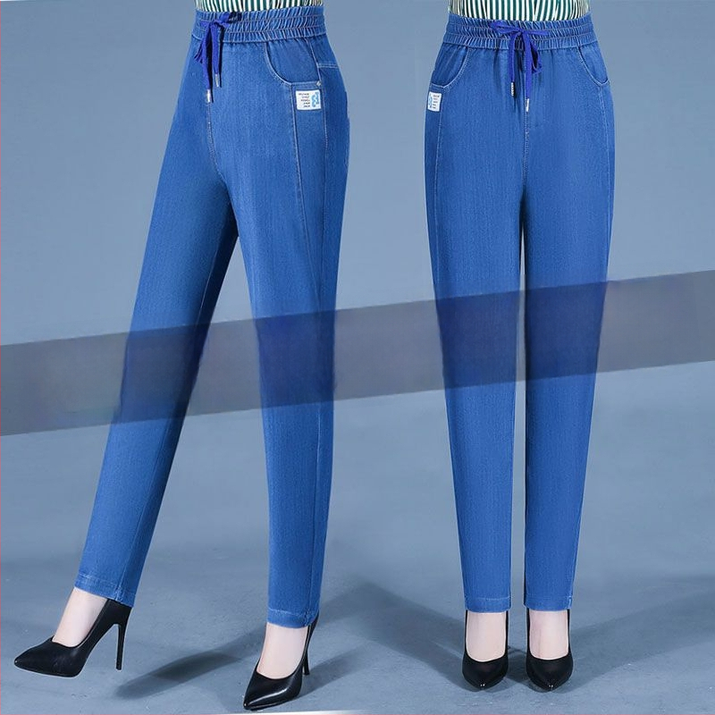 Дамски кежуал хемар панталони, висока талия, къс крак, еластична талия, тъкан плат (High-Waisted, Cropped, Elastic Waist, Woven Fabric)