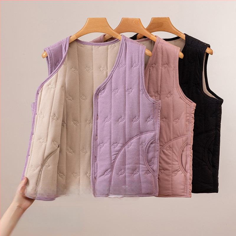 Vesta feminină căptușită cu fleece, toamnă-iarnă 2025, stil elegant pentru naveta urbană, model houndstooth, țesătură viscoză-poliester (90-95% poliester), lungime medie