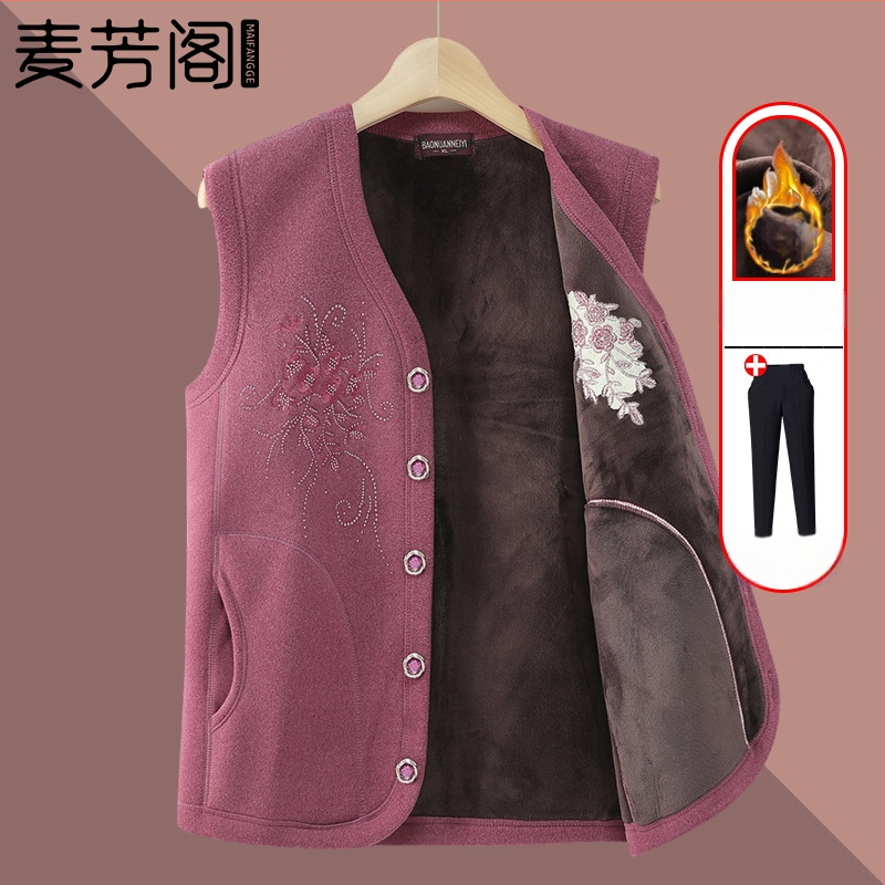 Vestă de iarnă cu fleece pentru femei - stil casual, pentru persoane în vârstă, poliester peste 95%, lungime normală 50–65 cm