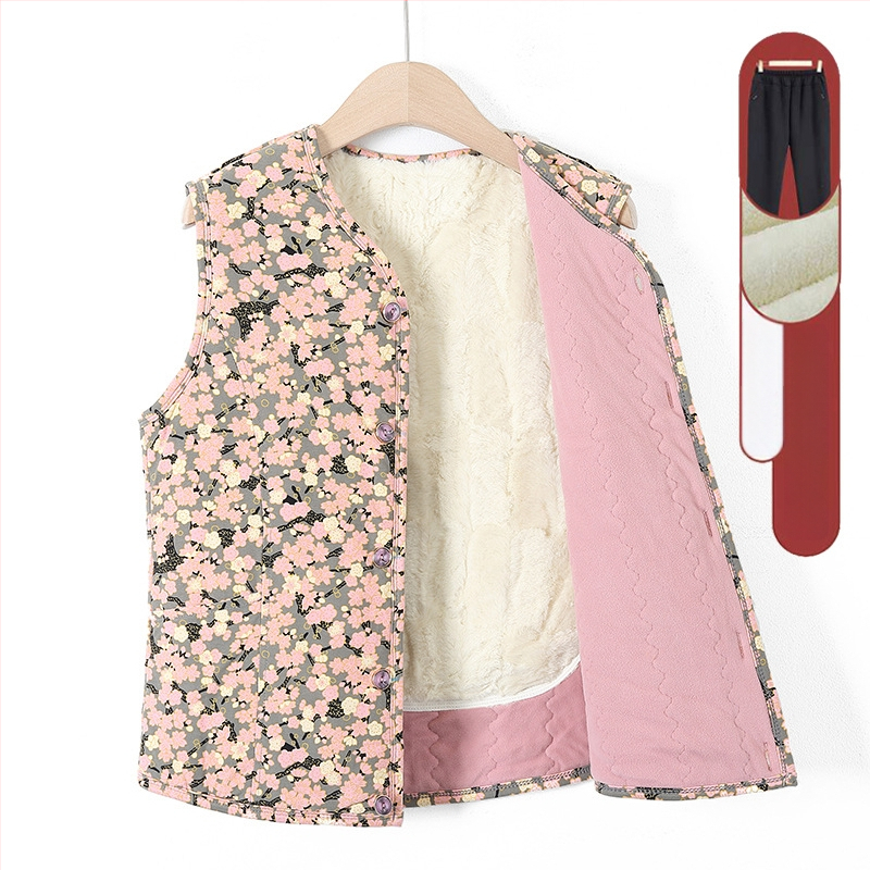 Vesta din velur cu căptușeală de fleece – iarnă 2025, guler în V, lungime 50–65 cm