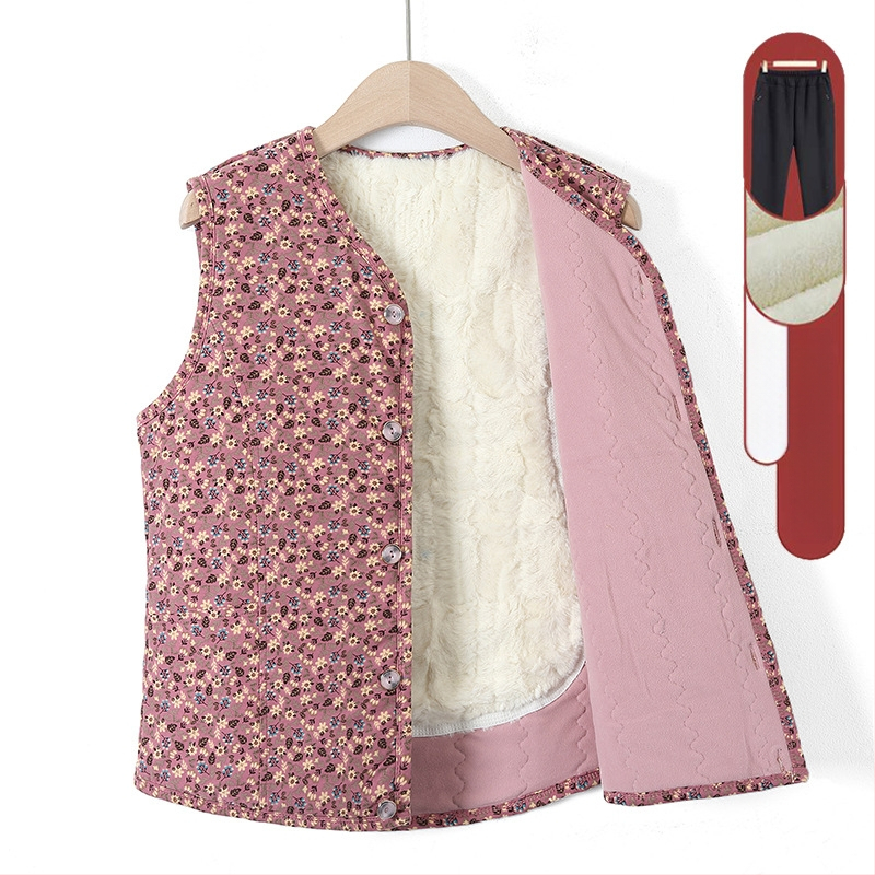 Vesta din velur cu căptușeală de fleece – iarnă 2025, guler în V, lungime 50–65 cm