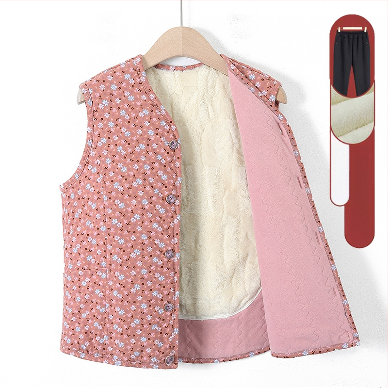 Vesta din velur cu căptușeală de fleece – iarnă 2025, guler în V, lungime 50–65 cm