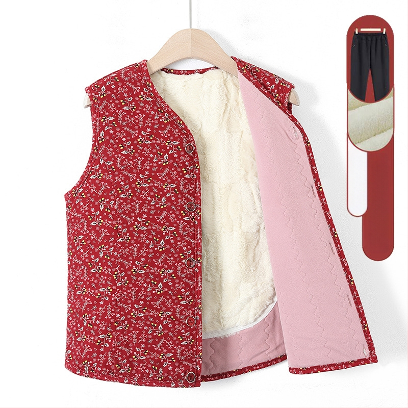 Vesta din velur cu căptușeală de fleece – iarnă 2025, guler în V, lungime 50–65 cm