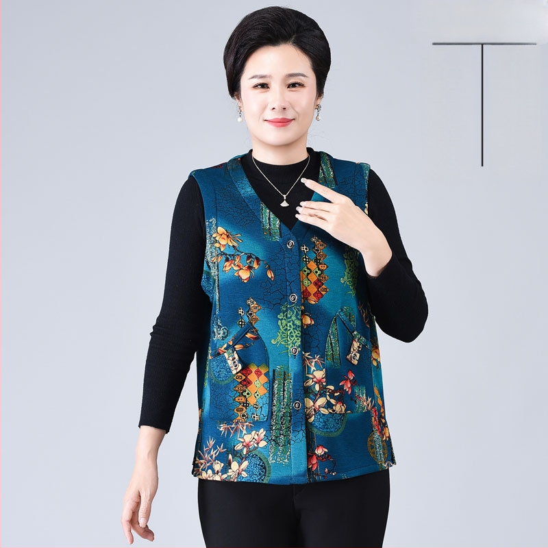 Vestă damă cu imprimeu floral, țesătură poliester-spandex, stil casual, lungime 50–65 cm