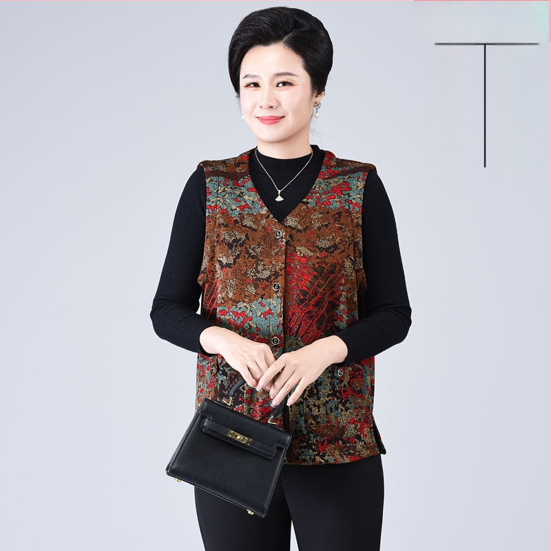 Vestă damă cu imprimeu floral, țesătură poliester-spandex, stil casual, lungime 50–65 cm