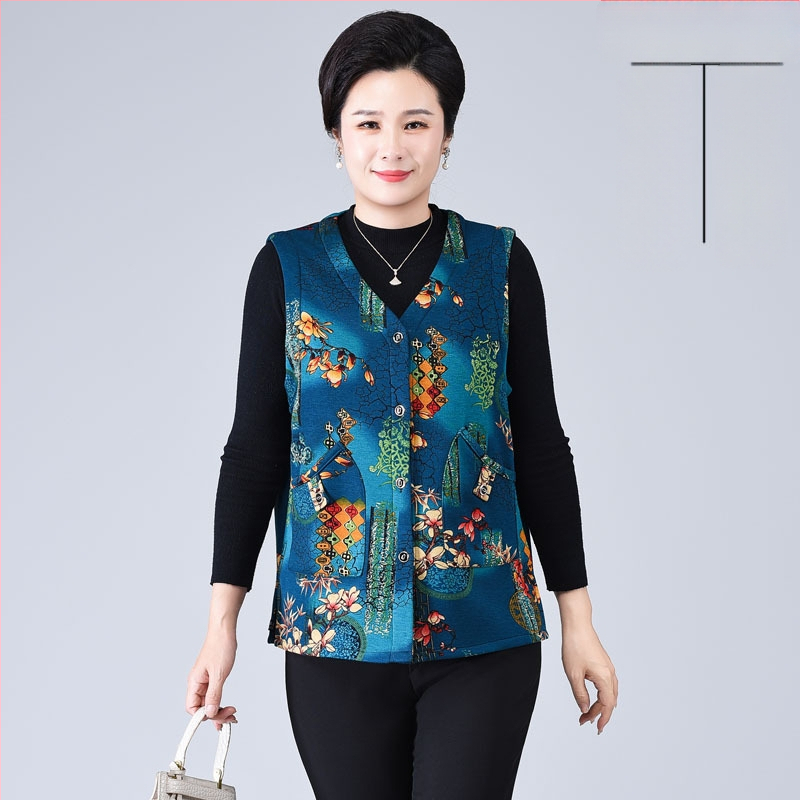 Vestă damă cu imprimeu floral, țesătură poliester-spandex, stil casual, lungime 50–65 cm