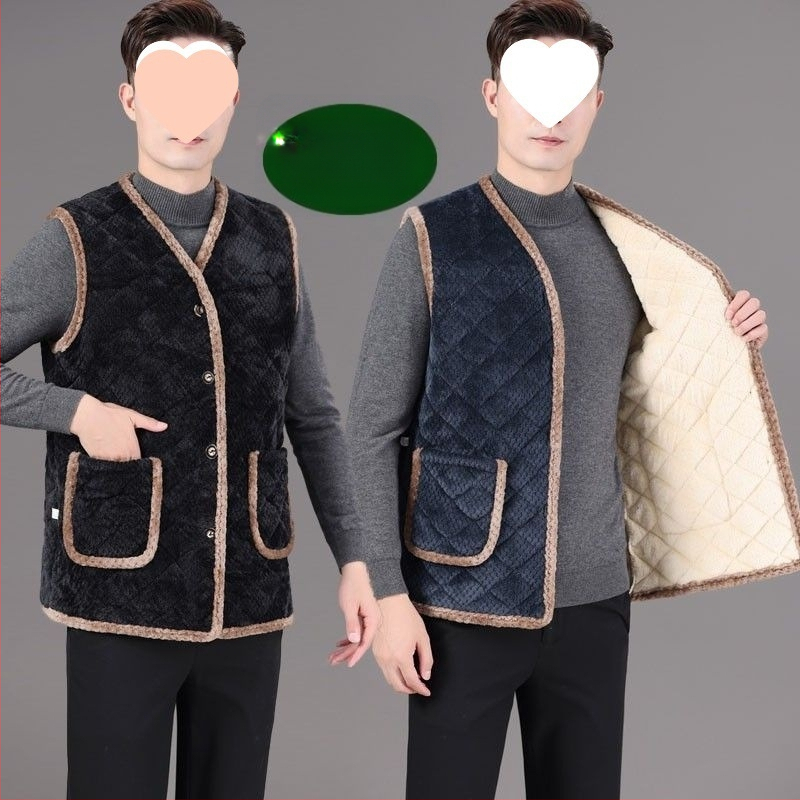 Férfi téli mellény fleece bélésével, fokozott meleg, kapucniával, V-nyak, karcsú fazon