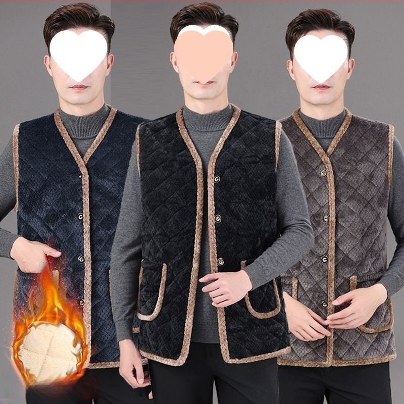 Férfi téli mellény fleece bélésével, fokozott meleg, kapucniával, V-nyak, karcsú fazon