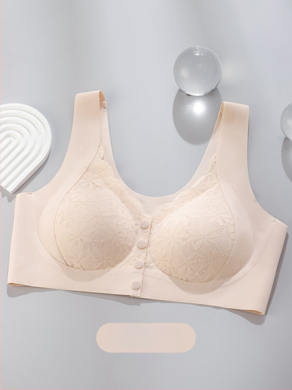 Сутиен за кърмене в стил жилетка, безшевен, предно закопчаване, дишащ, чашка 3/4 с подплатена пяна