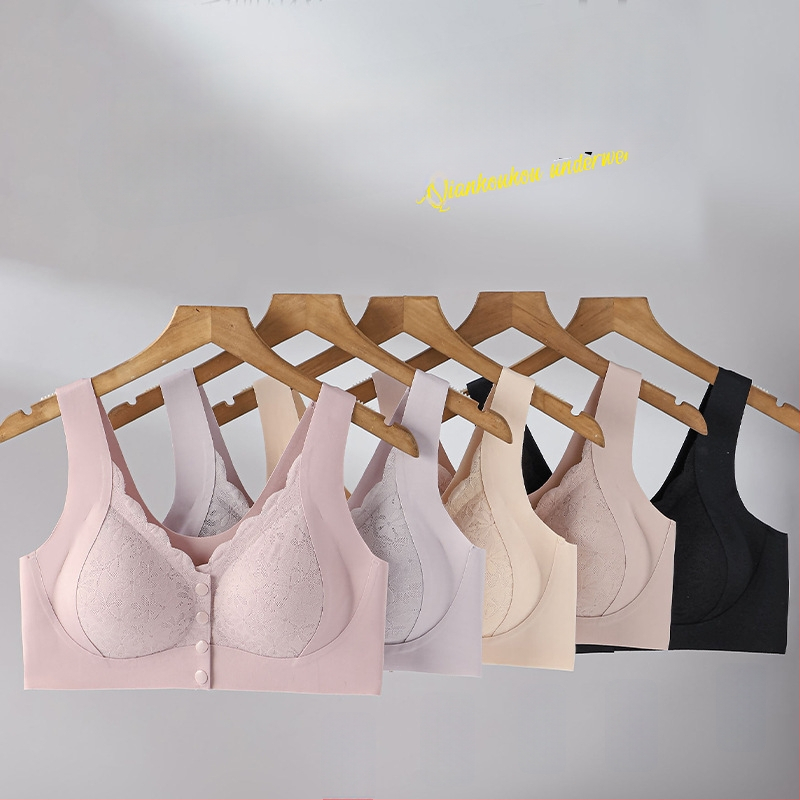 Сутиен за кърмене в стил жилетка, безшевен, предно закопчаване, дишащ, чашка 3/4 с подплатена пяна