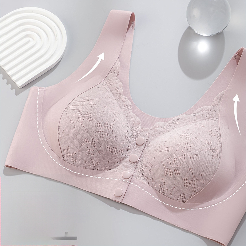 Сутиен за кърмене в стил жилетка, безшевен, предно закопчаване, дишащ, чашка 3/4 с подплатена пяна