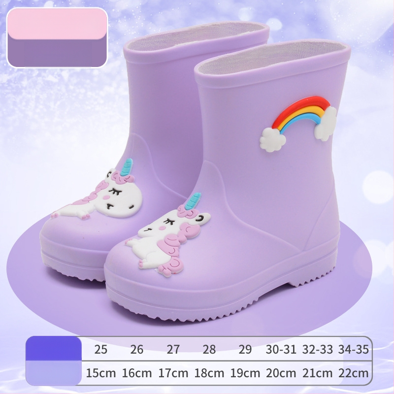 Dječje čizme za kišu s motivom crtića - unisex, fleece podstava, vodootporan PVC, elastični gornji dio, srednja visina, pogodne za sve sezone, tema princeza