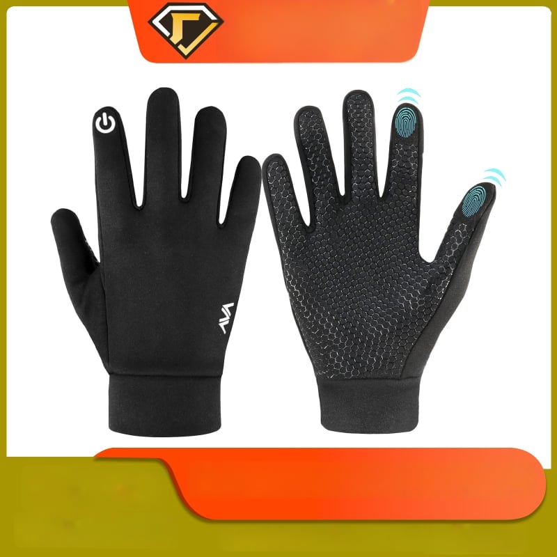 WESKOS Ziemas bērnu slēpošanas cimdi – neslīdoši, biezināti, ar pilniem pirkstiem, skārienjutīgi, poliesters