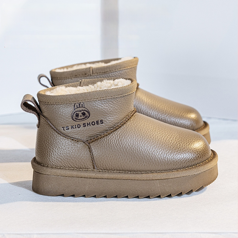 Vaikų kulkšnies aulinukai odiniu viršumi, atsparūs vandeniui, unisex, su šilta pamušalu, amžiaus grupė 4–16 metų, žiema-ruduo