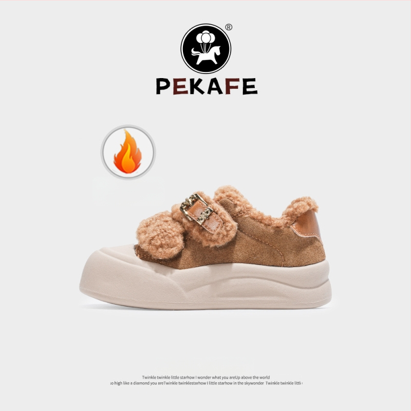 Vaikiški žieminiai batai su karvės odos velūru viršutine dalimi, guminiu padu, storesnė konstrukcija, Velcro užsegimas — 2025 metų žiema