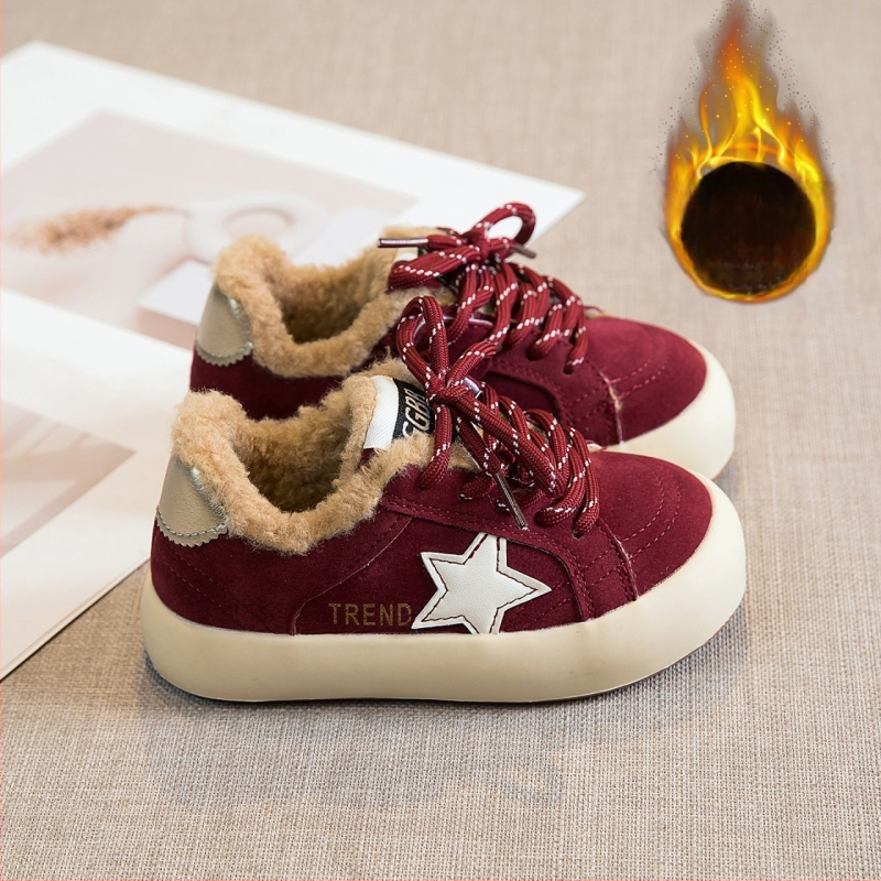 Vaikų platforminiai bateliai su Velcro užsegimu, viršus iš sintetinės odos, aukštas viršus, gumos pada, širdies raštas