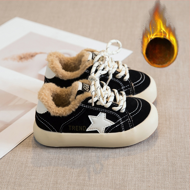 Vaikų platforminiai bateliai su Velcro užsegimu, viršus iš sintetinės odos, aukštas viršus, gumos pada, širdies raštas