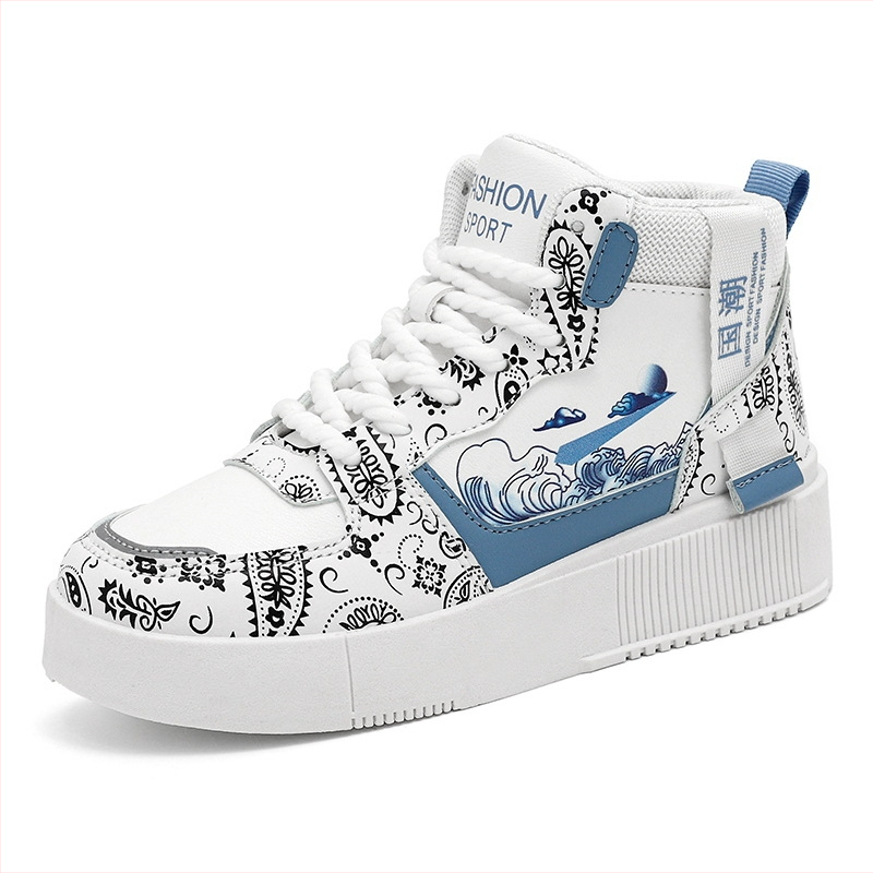 Vaikų aukštos viršutinės sportbačiai su stora padanga, Floating King prekės ženklas, PU viršus, gumos padas, raišteliai, tekstilinė įdėklė