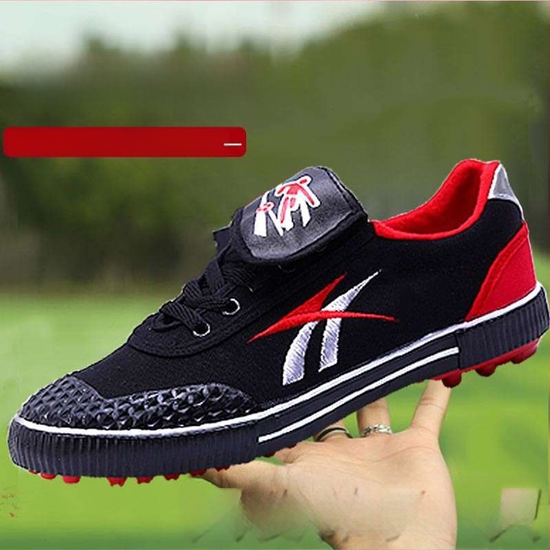 Futbolo bateliai su anti-slip ir atsparumu dilimui, viršus medvilninis, vidutinio aukščio, gumos padas