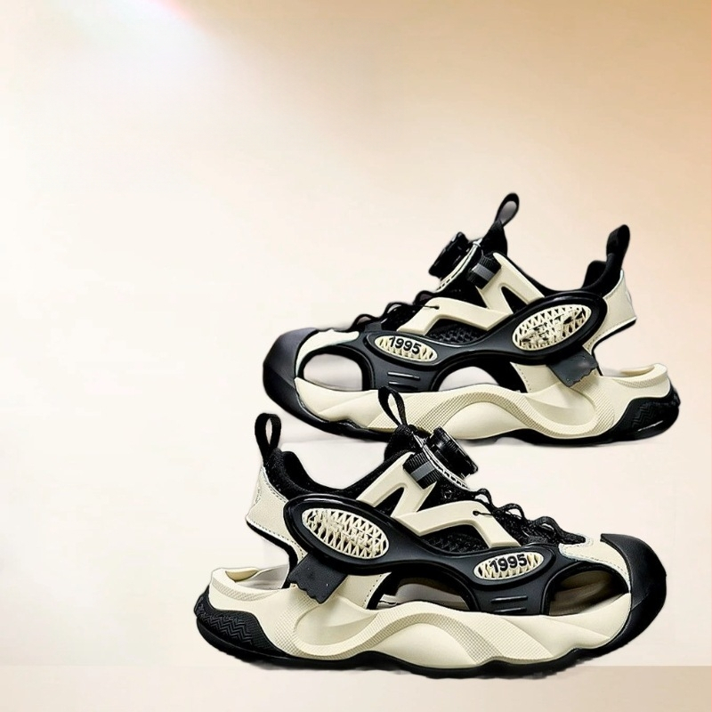 Ανδρικά σανδάλια Baotou-στιλ με κλειστό δάχτυλο, PU επάνω, σόλα από συνθετικό υλικό, διαπνοή, κλείσιμο Velcro και αγκράφα