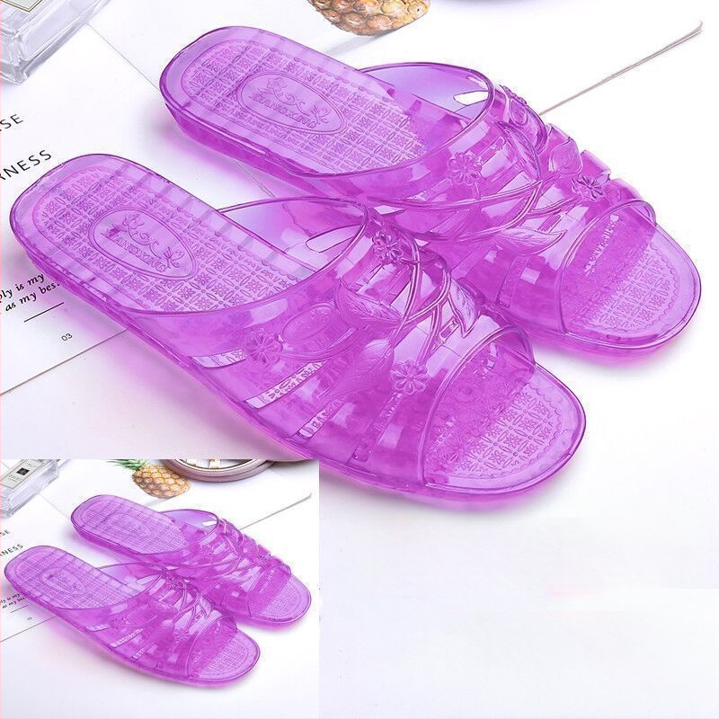 Ženske plastične papuče s kristalima, protiv sklizanja, ravne, retro stil, ljeto