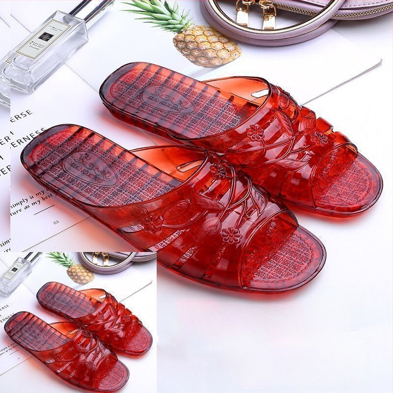 Ženske plastične papuče s kristalima, protiv sklizanja, ravne, retro stil, ljeto