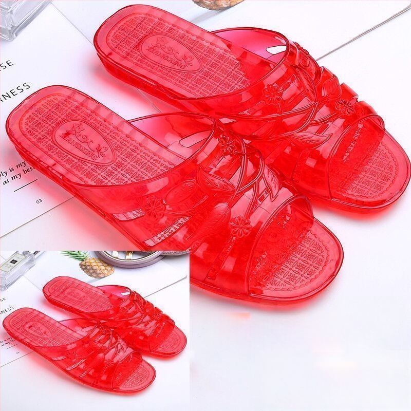 Ženske plastične papuče s kristalima, protiv sklizanja, ravne, retro stil, ljeto