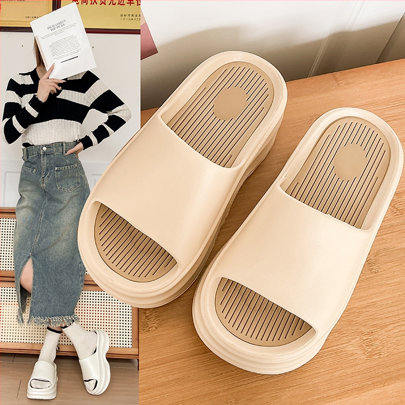 Женски EVA джапанки с дебела подметка и повдигната платформа, EVA горна част, кръгъл нос, корейски стил