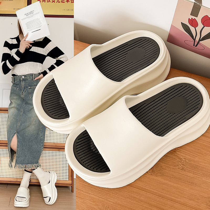 Женски EVA джапанки с дебела подметка и повдигната платформа, EVA горна част, кръгъл нос, корейски стил