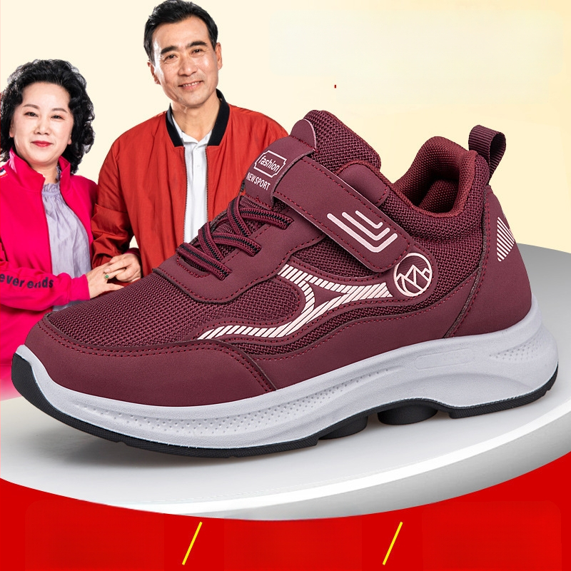 Pantofi de mers de toamnă, unisex, partea superioară PU+plasă, închidere Velcro, vârf rotund, toc mic 1-3 cm